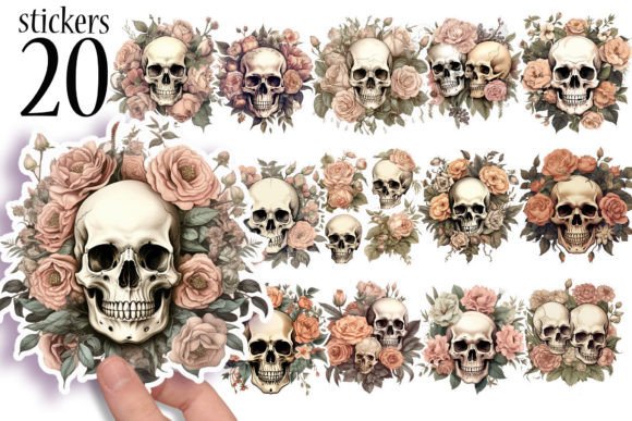 Download Skulls and Roses - Fun Goth Stickers PNG - Png Collection