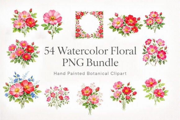 Download 54-watercolor-rose-floral-png-bundle - Png Collection