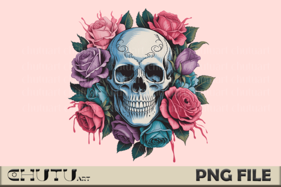Download Kull &amp; Roses PNG - Vintage Gothic Floral - Png Collection