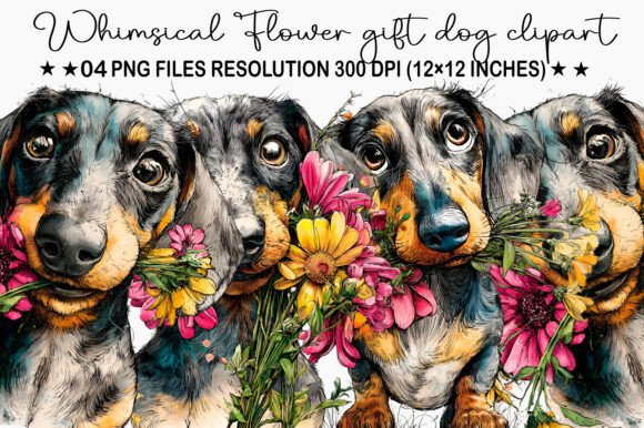 Download Flower Gift Dog Clipart Png - Png Collection