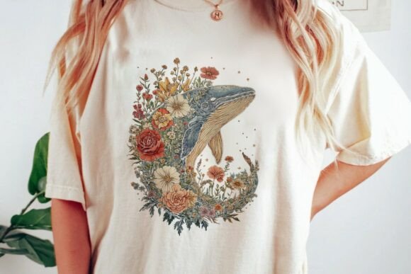 Download Watercolor Whale Botanical Bloom Png - Png Collection