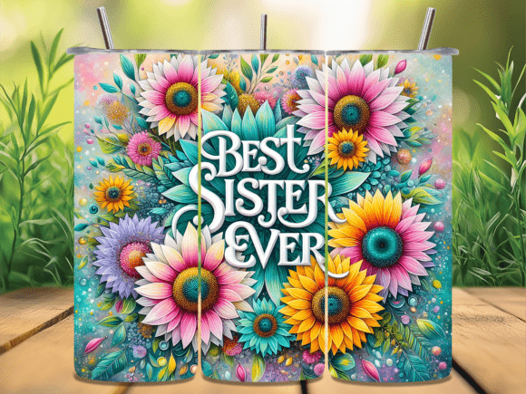 Download Best Sister Ever Floral Gift Tumbler PNG - Png Collection