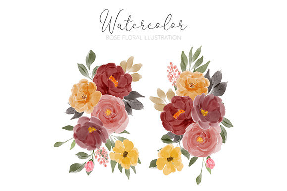 Download Watercolor Rose Flower Arrangement Set - Flower arrangement Collection
