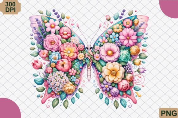 Download Pastel Floral Butterfly Watercolor PNG - Png Collection