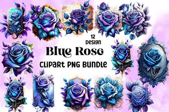 Download Vintage Blue Rose Clipart PNG Bundle - Png Collection