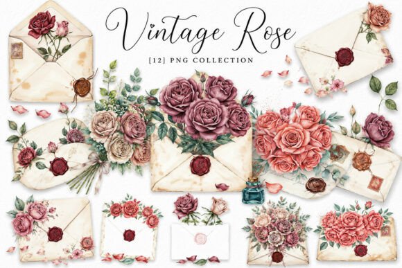 Download Vintage Rose Clipart PNG Bundle - Png Collection